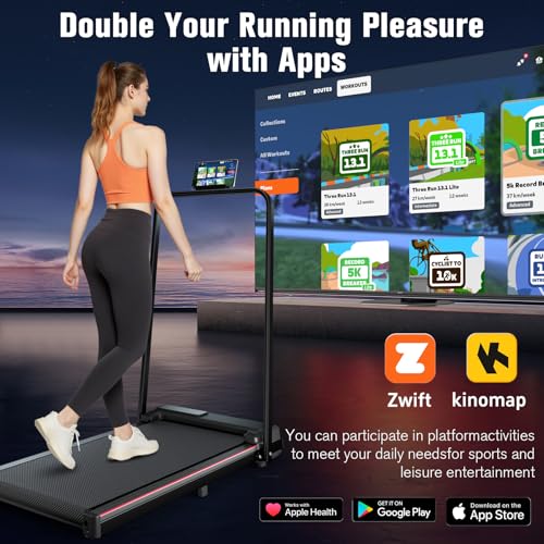 7.8MPH Incline Treadmill for Home, Walking Pad with Handle Bar, Under Desk Compact Treadmill with 350 Lbs Capacity, LED Display & APP, Remote Control, 3.0HP