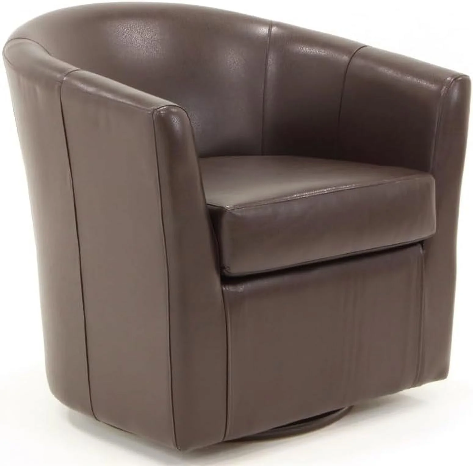 H Faux Leather Swivel Club Chair In Dark Brown