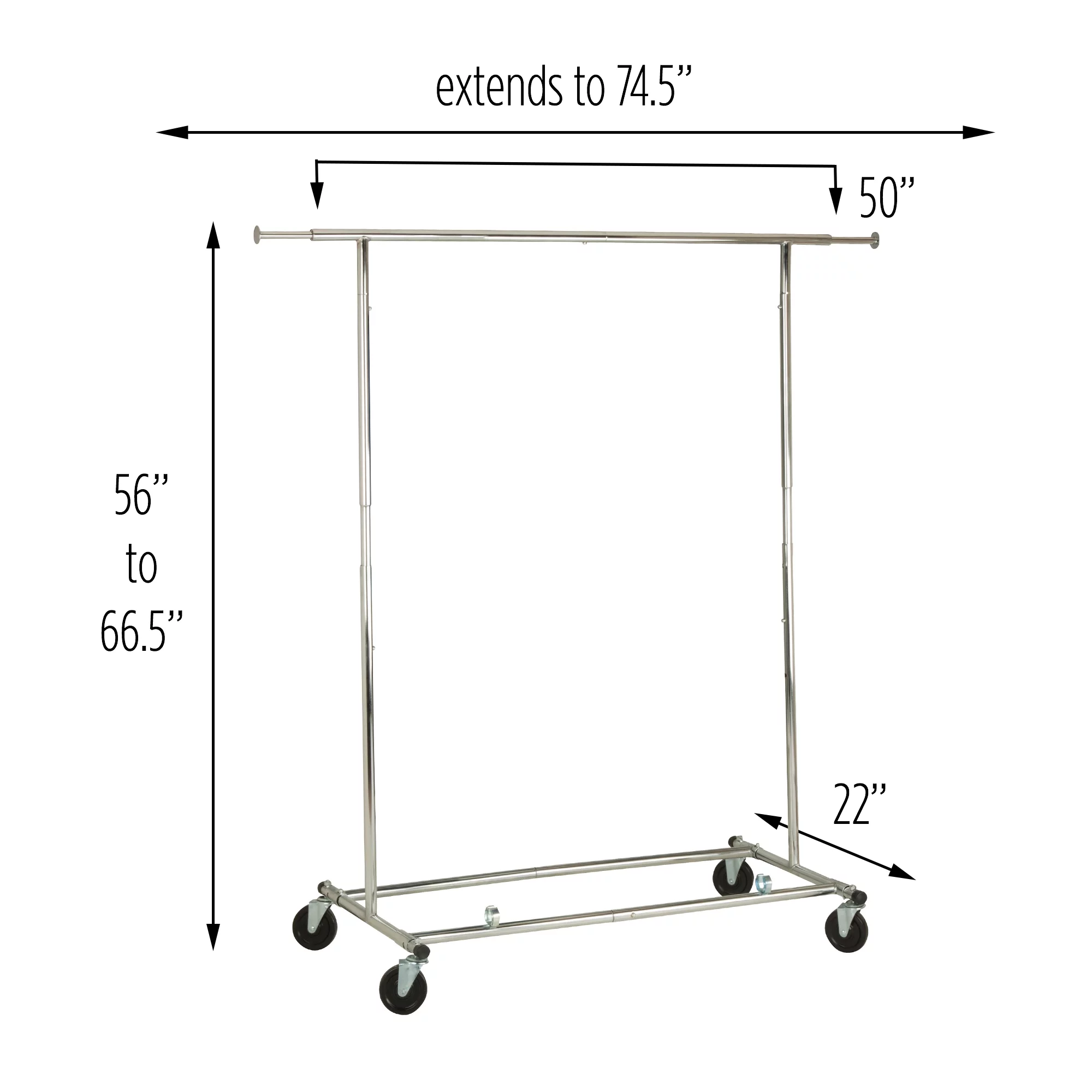 Honey-Can-Do Steel Folding Expandable Rolling Clothes Rack, Chrome