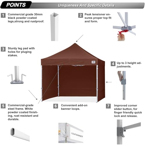 ABCCANOPY Easy Pop Up Canopy Tent with Sidewalls 10x10 Commercial -Series, White