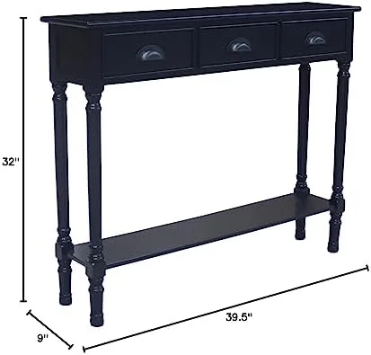 RUNFAYBIU Burlington Console Table with 3 Drawers  32-inch Tall  39 1/2-inch Wide  9-inch Deep  Sahara