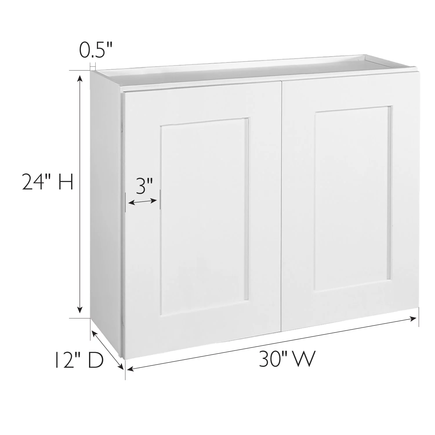 Design House 561597 Brookings Unassembled Shaker Tall Wall Kitchen Cabinet 30x24x12, White