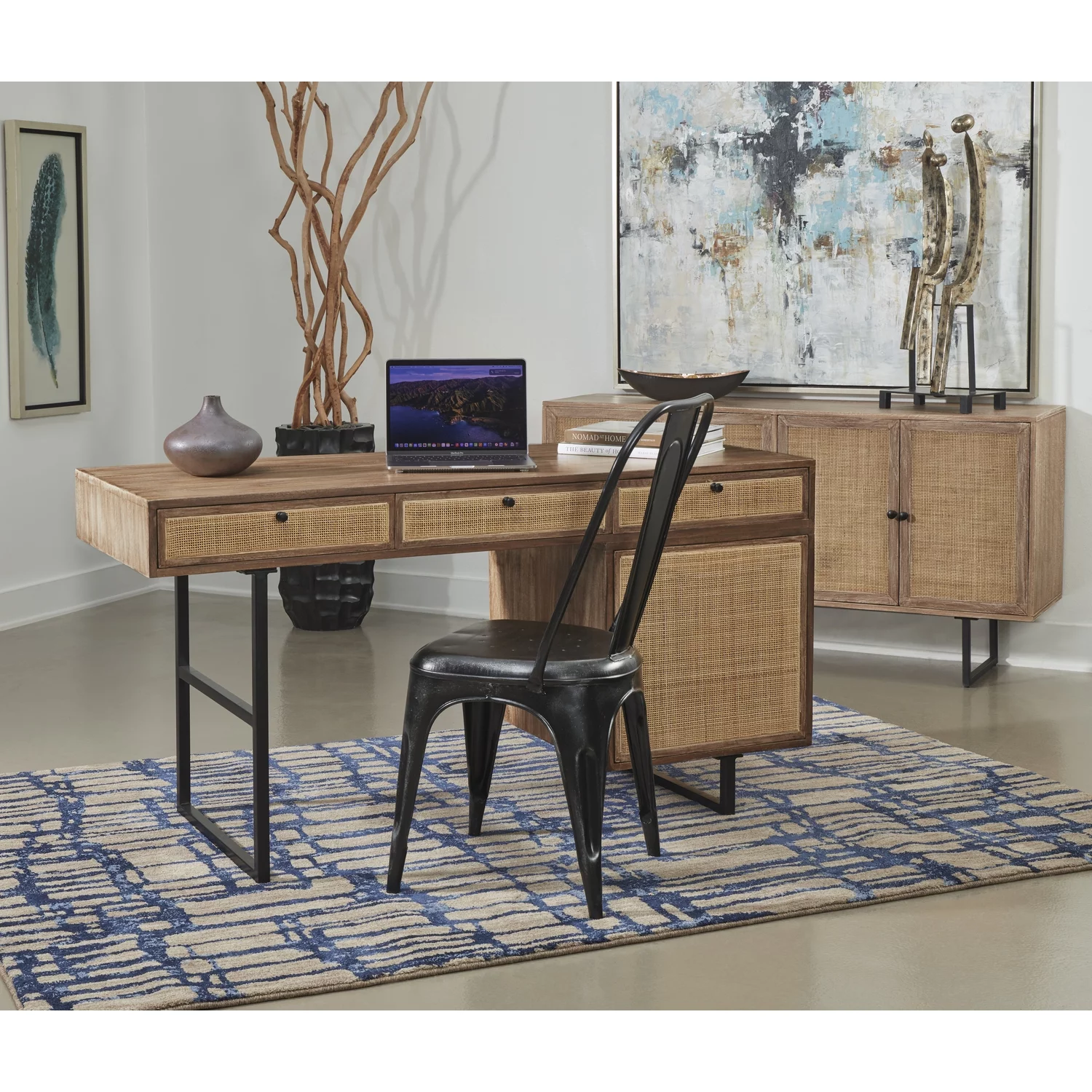 Coast to Coast Scarlett Midcentury Reclaimed Wood & Iron Square Pyramid Cocktail Table