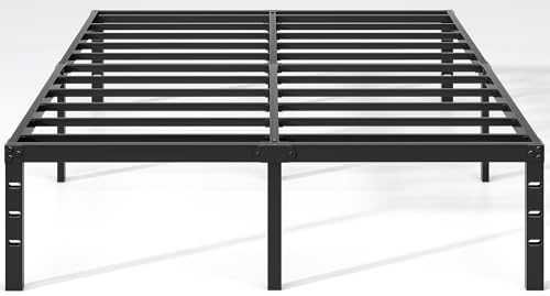 Metal Bed Frame,Full Size Bed Frame with Storage Space,Heavy Duty Sturdy Mattress Foundation,Easy Assembly,No Box Spring Needed, Black,18 Inch,Full