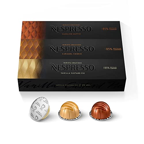 Nespresso Capsules Vertuo, Barista Flavored Pack, Medium Roast Coffee, 30 Count Coffee Pods, Brews 7.8oz.