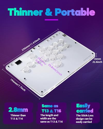 Sehawei Haute42 Arcade Stick R16 All-Button Arcade Controller 16Keys for PC/Ps3/Ps4/Switch/Steam,Fight Stick for Fighting Games with Custom RGB & Turbo Functions & Hot Swap Black