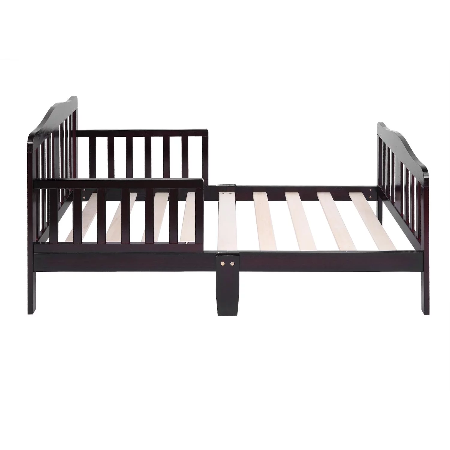 UBesGoo Toddler Bed, Wood Kids Bedframe Children Classic Sleeping Bedroom Furniture w/Safety Rail Fence (Cherry)