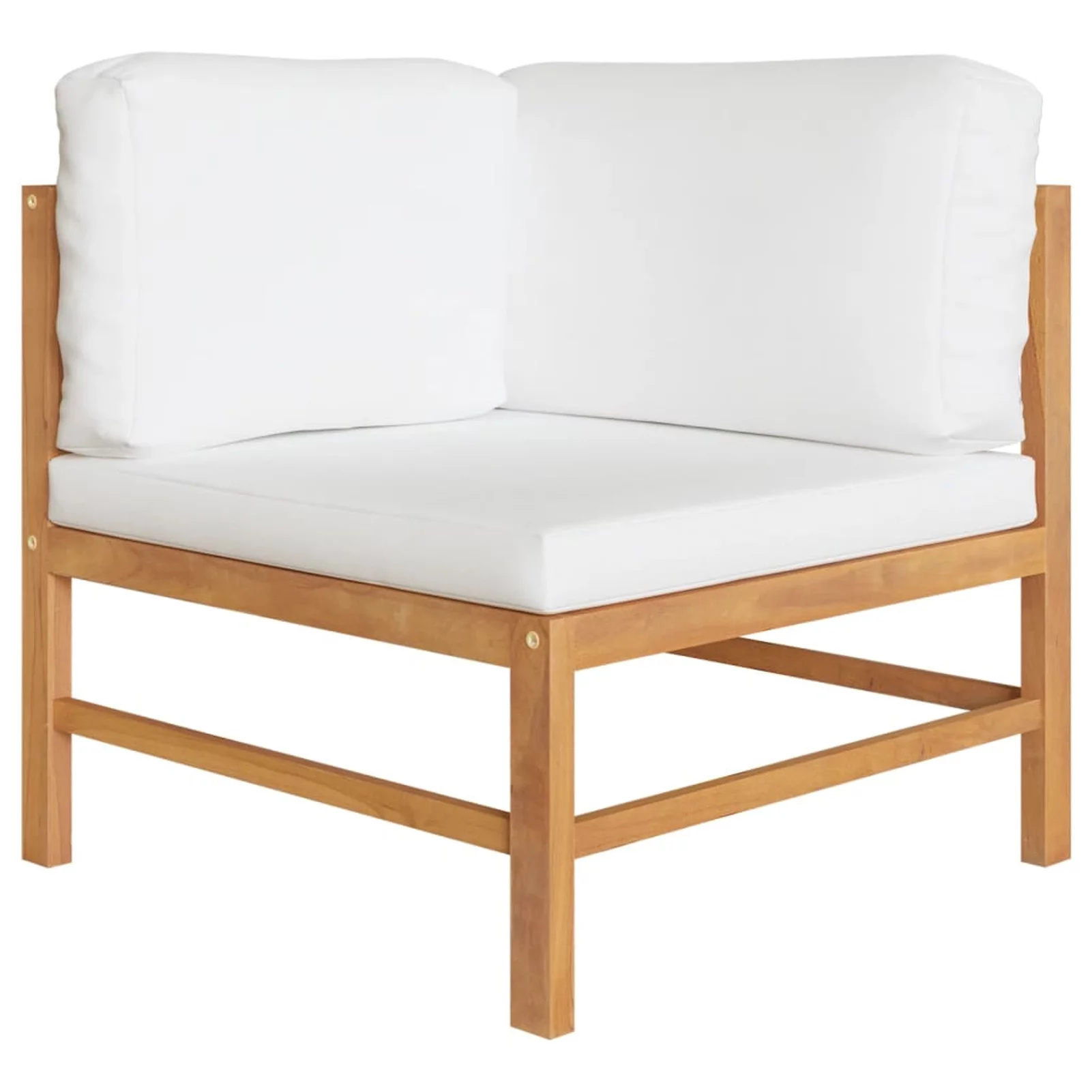 Anself 2-Seater Patio Bench with Cream Cushion Teak Wood 2 Corner Sofa Set for Garden, Backyard, Balcony, Park, Terrace, Outdoor Furniture