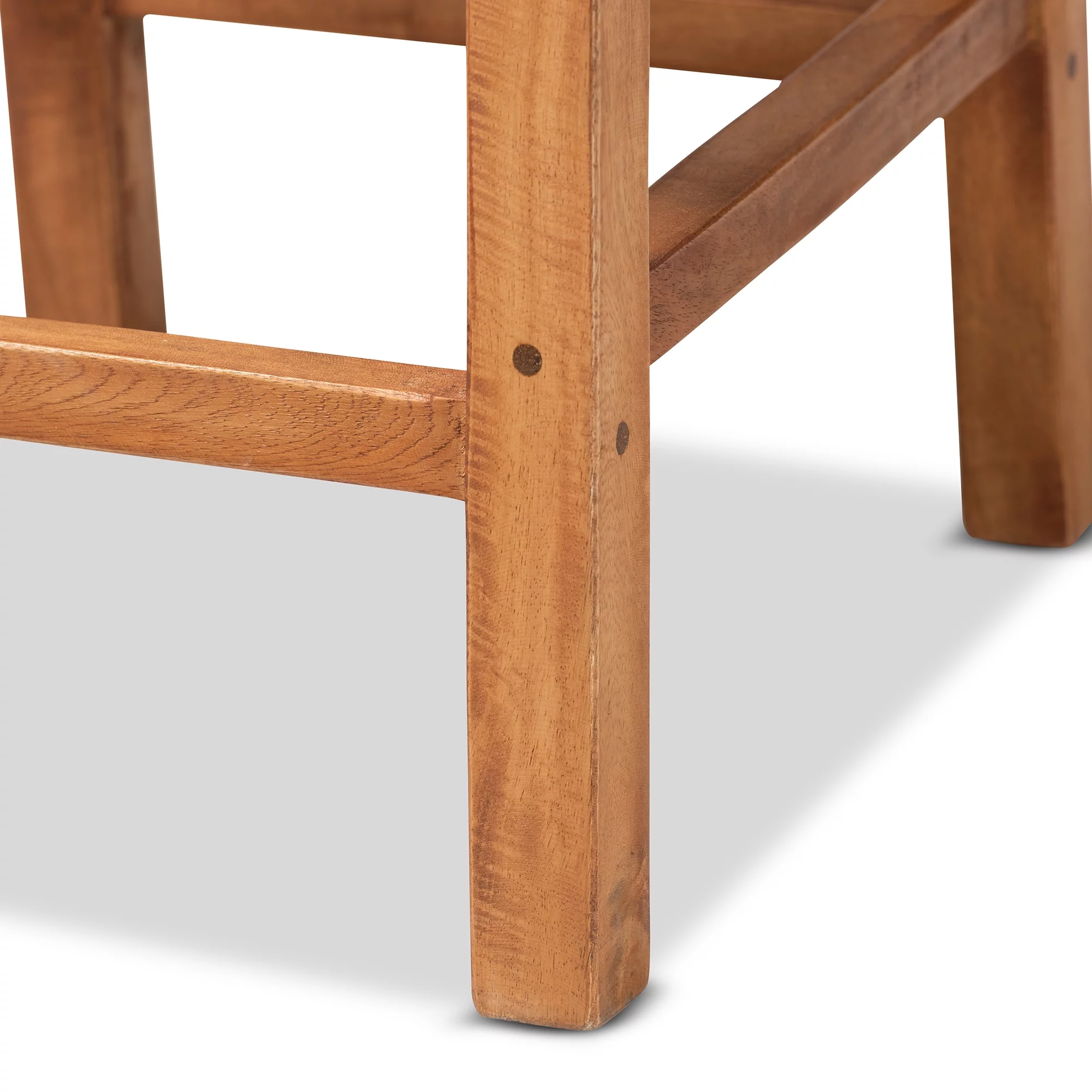 bali & pari Moscow Modern BoHo Natural Rattan and Walnut Brown Finished Wood Counter Stool