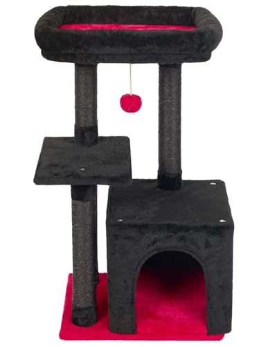 FISH&NAP Cute Cat Tree Kitten Cat Tower for Indoor Cat Condo Sisal Scratching Posts with Jump Platform Cat Furniture Activity Center Play House Grey