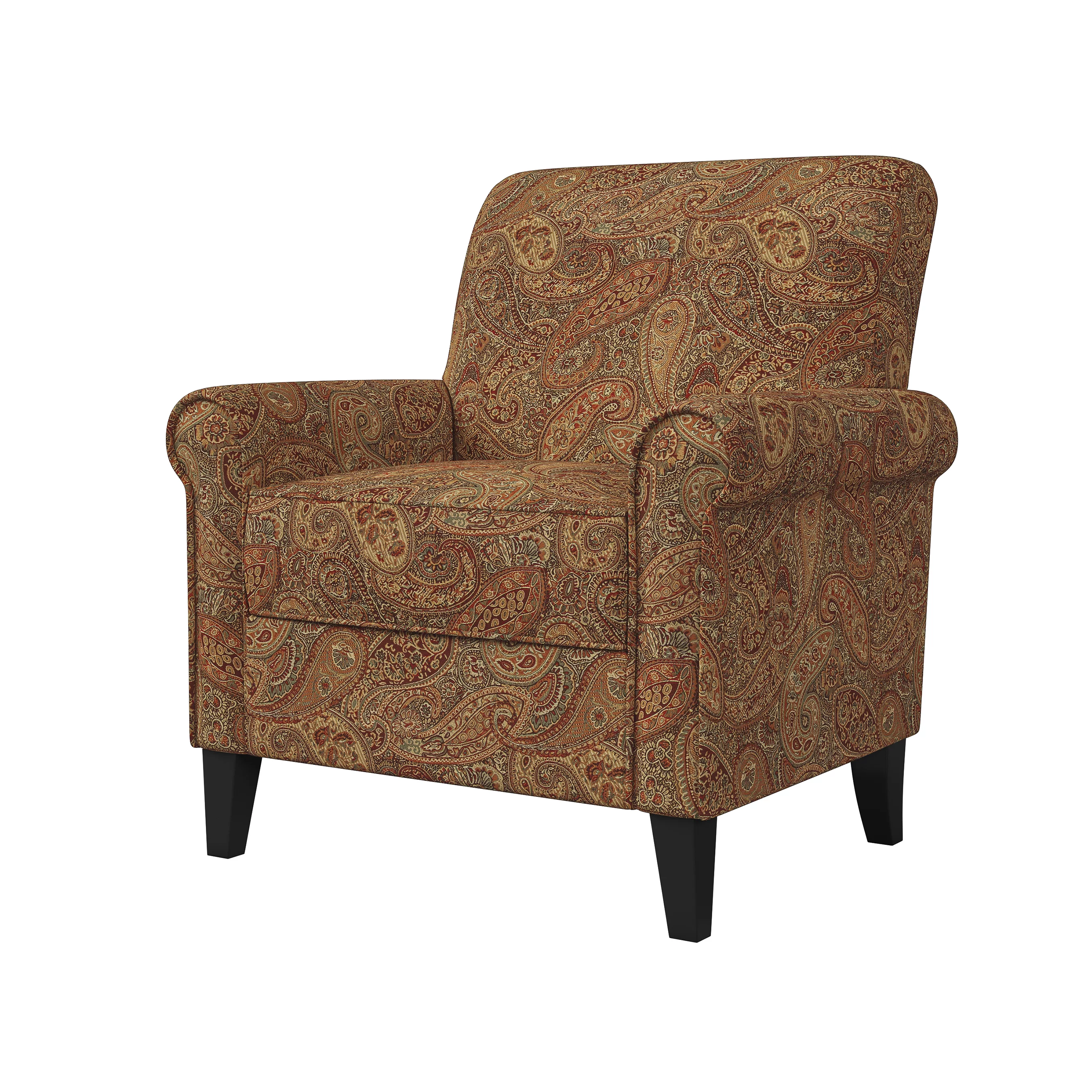 Homesvale Jean Traditional Burgundy Armchair, Paisley Print