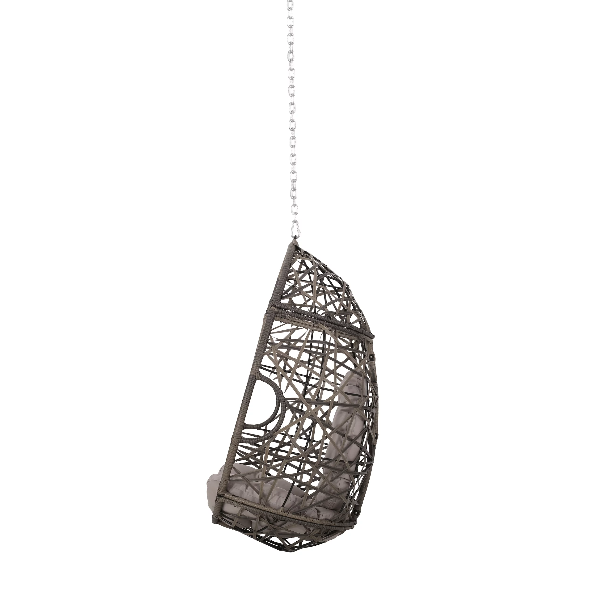 Noble House Los Alamitos Wicker Hanging Chair (NO STAND) in Gray