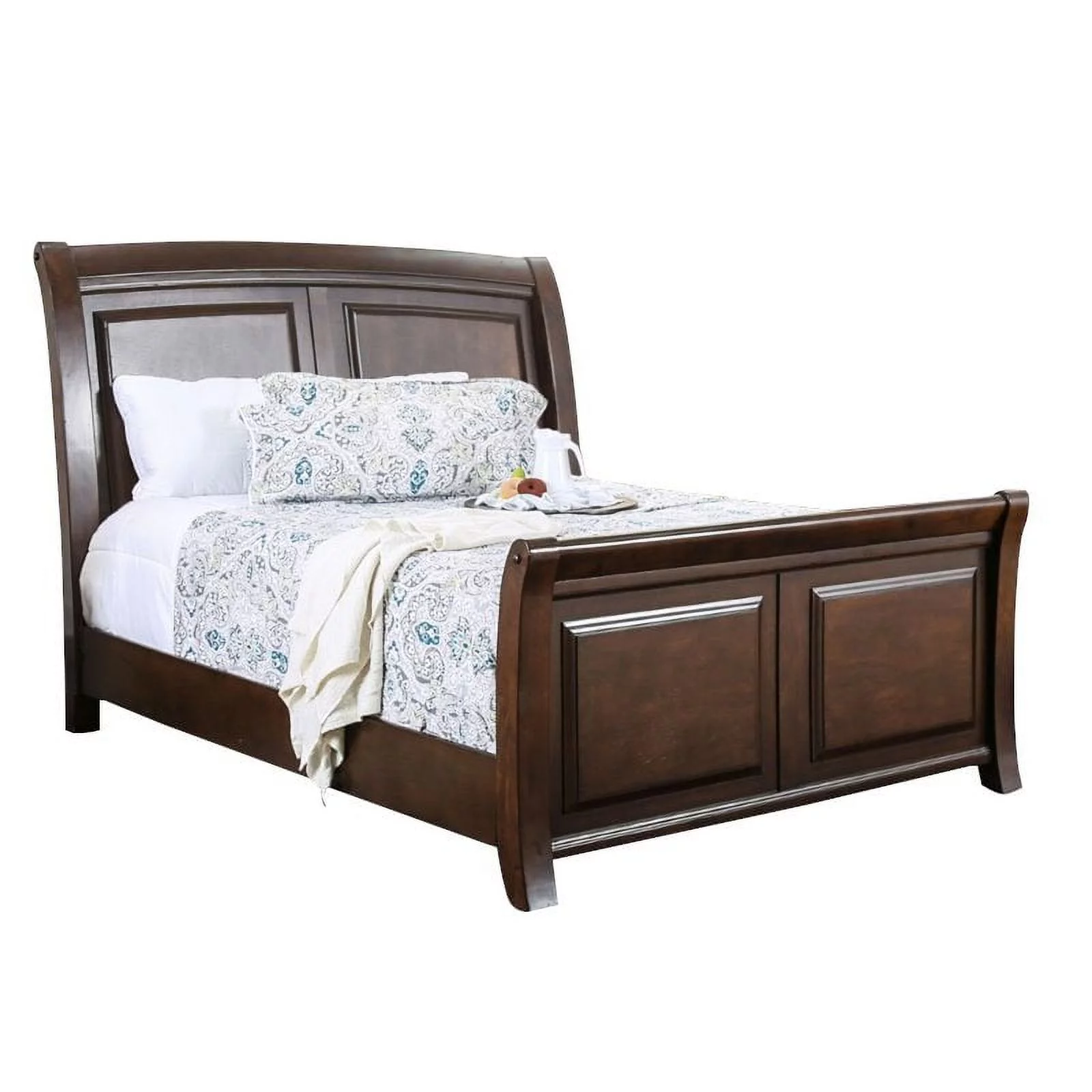 Furniture of America Glinda Wood California King Sleigh Bed in Brown Cherry