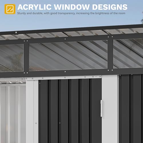 DWVO 6x4ft Storage Shed for Outdoors, Metal Sturdy Weatherproof Tool Locker with Secure Door and Ventilation for Equipment, Mowers, Bikes, Outdoor Spaces, Dark Gray