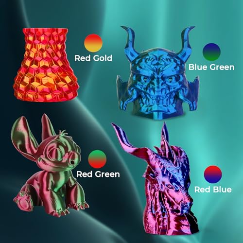 AMOLEN Silk PLA 3D Printer Filament, Silk Dual Color Red Black PLA Filament 1.75mm, Shiny Coextrusion PLA Filament, Color Change 3D Printing Filament 1KG/2.2lb