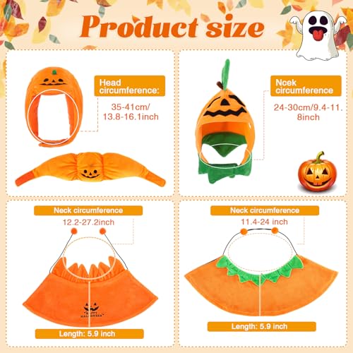 2 Sets Pet Pumpkin Costume Cat Halloween Cloak Hat Set for Dog Cat Halloween Costumes Pumpkin Hat for Dogs Puppy Poncho Small Medium Pets Cosplay (Cute)