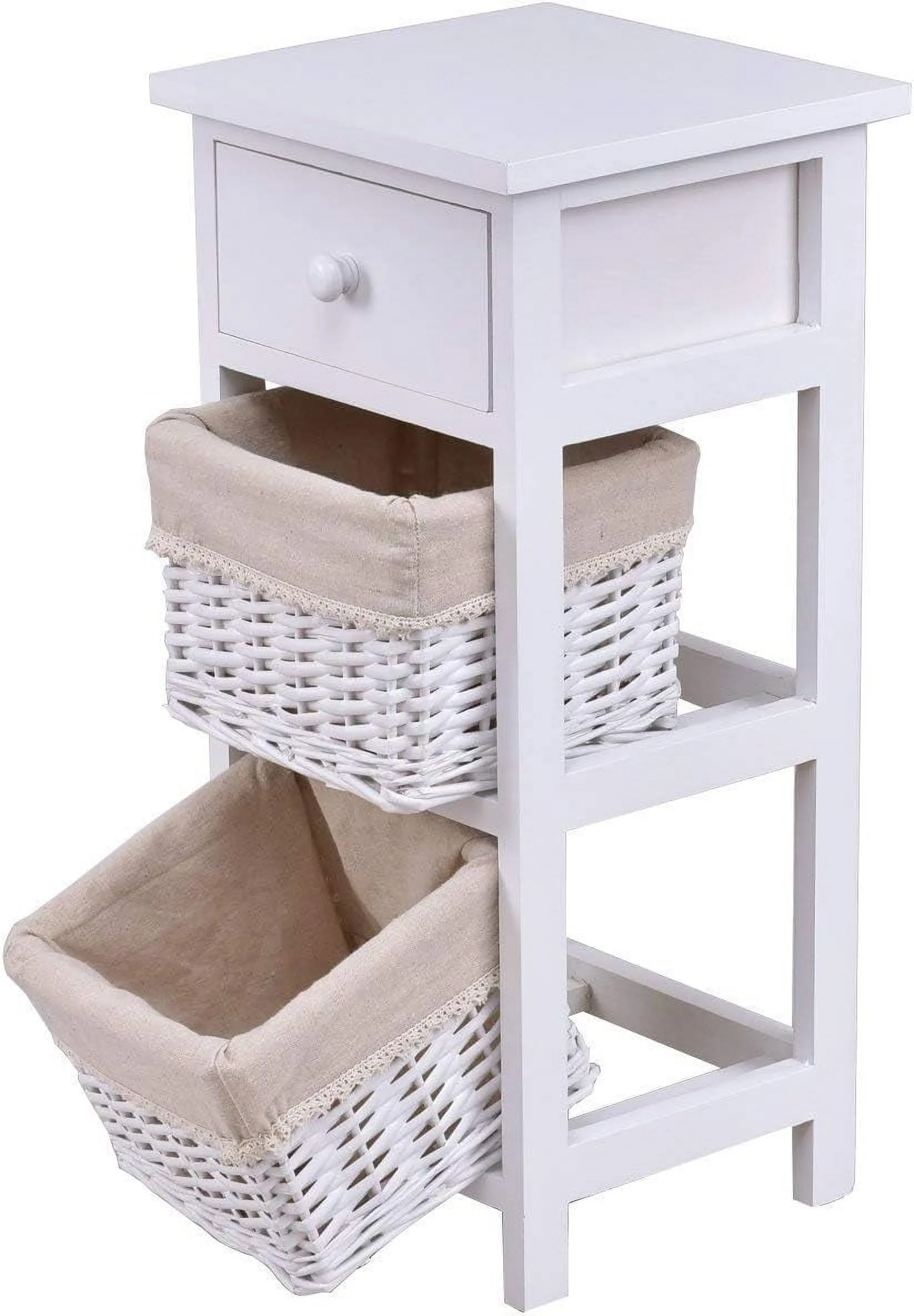 Wooden Bedside Table Nightstand Chest Cabinet Bedroom Furniture Drawer Baskets (1)