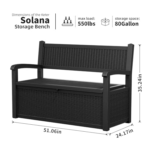 Outdoor Storage Bench - Waterproof Resin Patio Bench with Storage, All-Weather Durable Design for Garden, Deck, or Patio