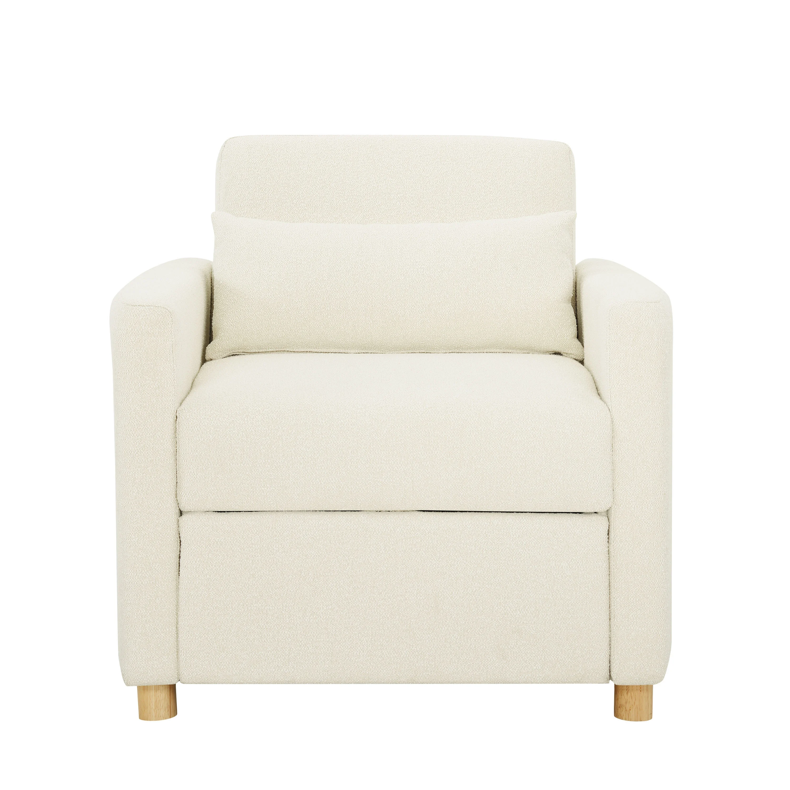 Serta Carly Scandinavian Style Convertible Chair, Ivory Fabric