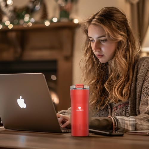 SANTECO Travel Coffee Mug 17 oz, Insulated Tumblers with Flip Lid, Stainless Steel Mugs Spill Proof, Double Wall Vacuum Tumblers, Reusable To Go Mug for Hot/Ice - Set of Two