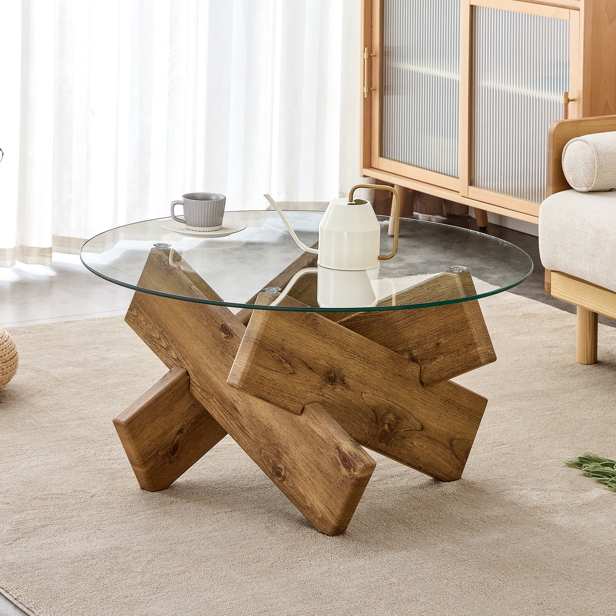 Round Coffee Table for Living Room, 33.4
