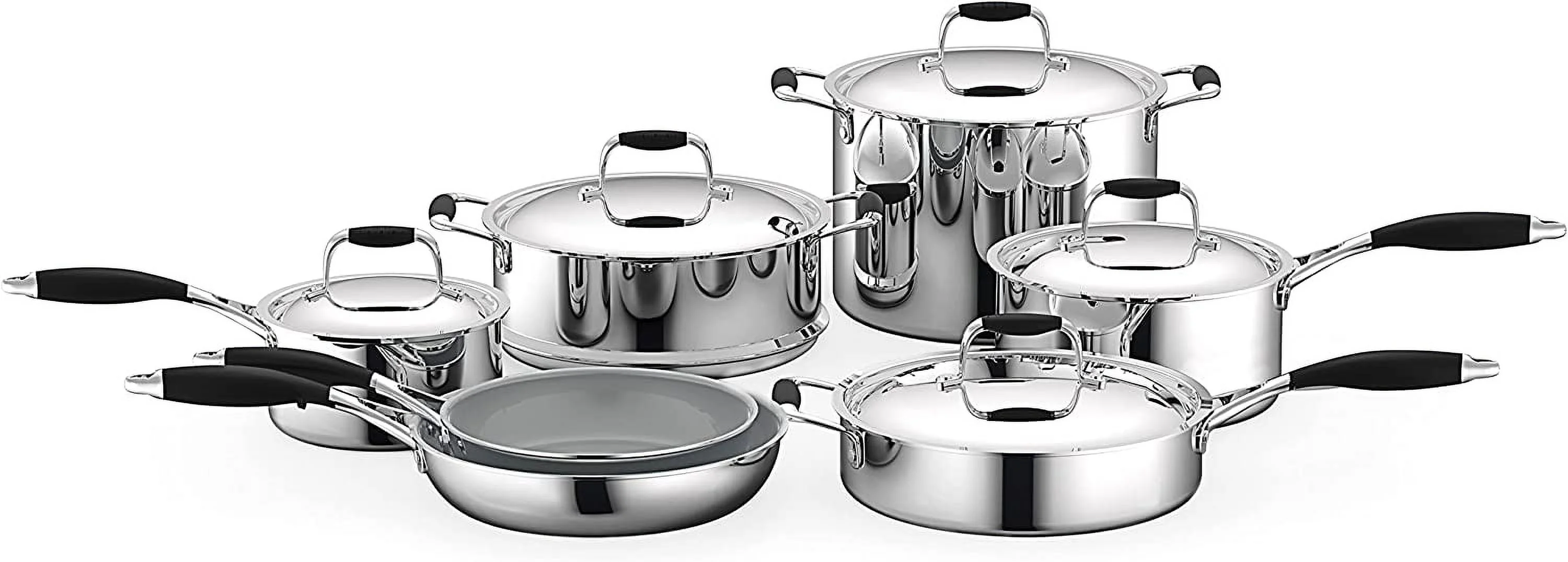 Excellent Kitchenware Pots & Pans Set - 16-Piece Set Clad Kitchen Cookware with Nylon Utensils  Fry Pan Interior Coated with Prestige Ceramic Non-Stick Coating  Stylish Kitchen Cookwa