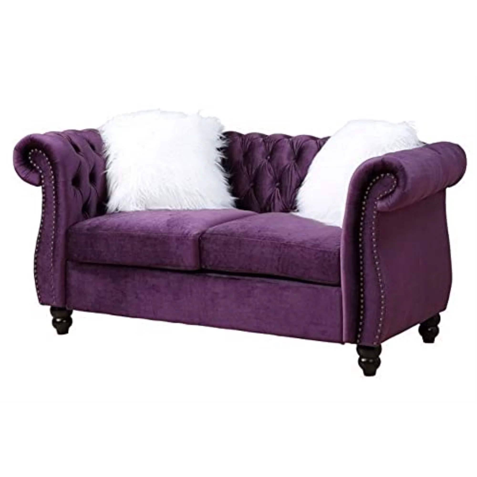LV00341 - Loveseat w/2 Pillows, Purple Velvet - Thotton