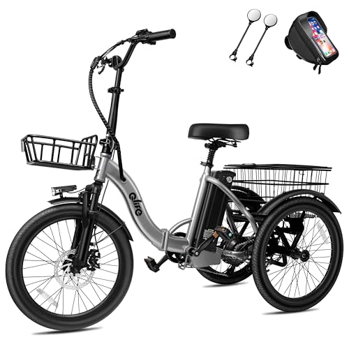 Triker Electric Bike, Peak 750W Brushless Motor Folding Trike Ebike, 468Wh Removable Battery, Step-Thru 3 Wheel Electric Bicycle, Up to 50 Miles, 20 Tire Tricycle for Adults