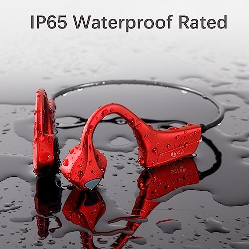 Bone Conduction Headphones IP67 Waterproof Wireless Bluetooth 5.2 Headset w/Dual CVC8.0 Noise-Canceling Mics Soft Silicone Sport Earphones for Running/Gym/Calls