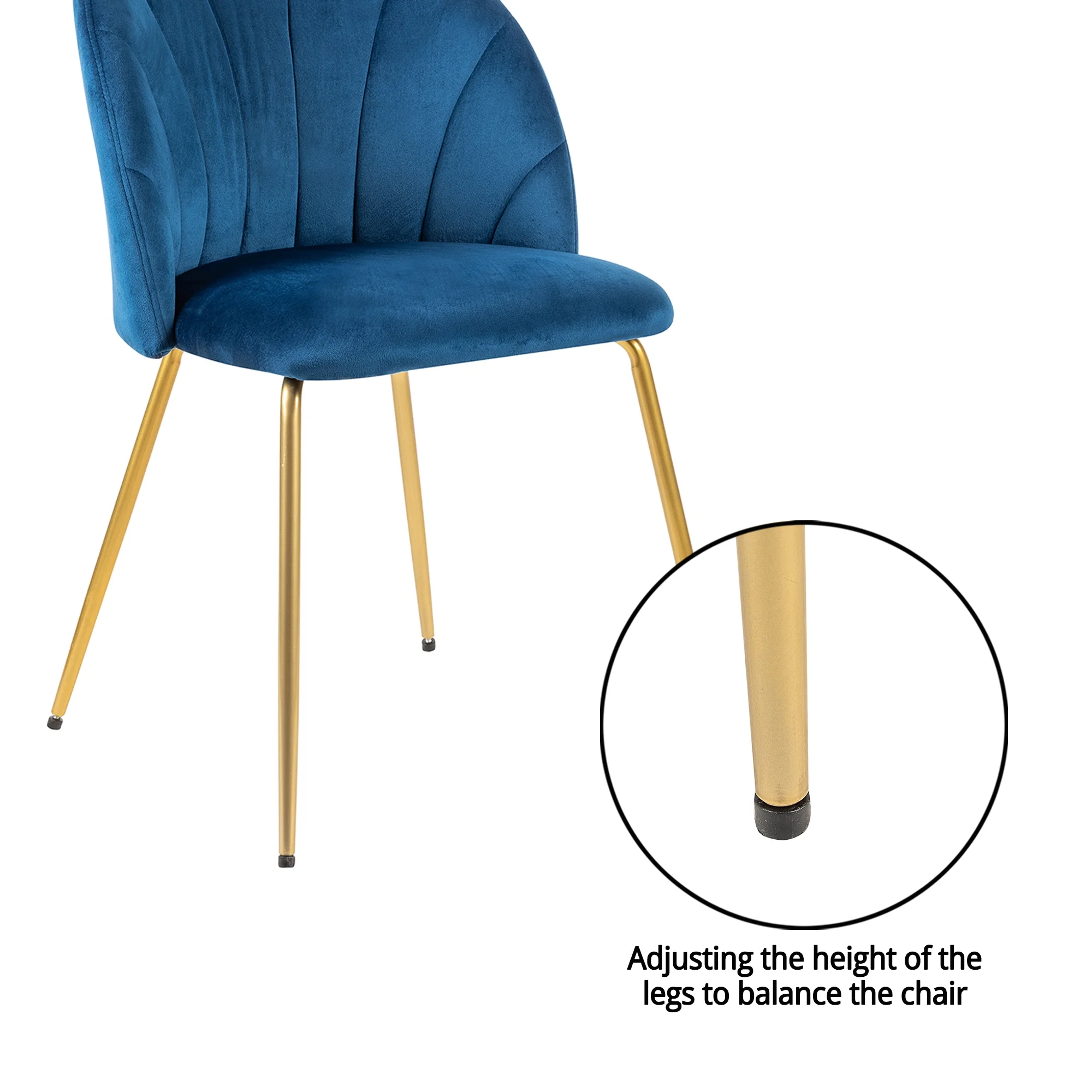 Leejay Velvet Blue Dining Room Chair with Gold Legs,Set of 4