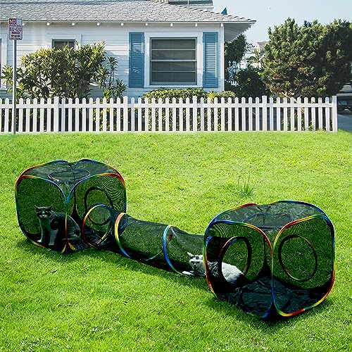 LUCKITTY Outdoor Rainbow Cat Enclosures Playground,Outside House for Indoor Cats Include Portable Tent, Circle Cat Playpen Tunnel Catio, for Cats, Kitty and Small Animals,Within Storage Bag