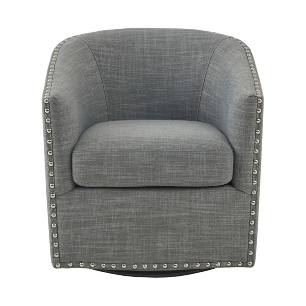 Gracie Mills Leyla Upholstered Barrel Swivel Chair with Black Metal Base - GRACE-8250