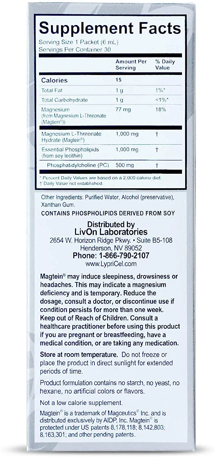 LypriCel Liposomal Magnesium L-Threonate 30 Packets
