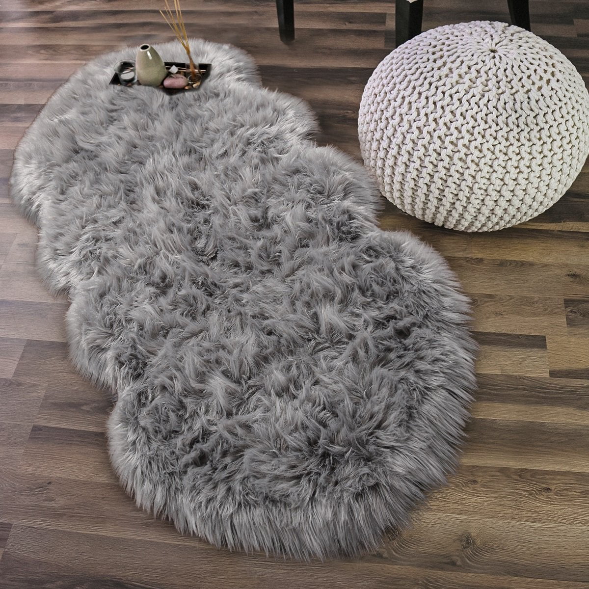 Noahas Modern Solid Print Area Rug, Gary, 2.6'x5.2'