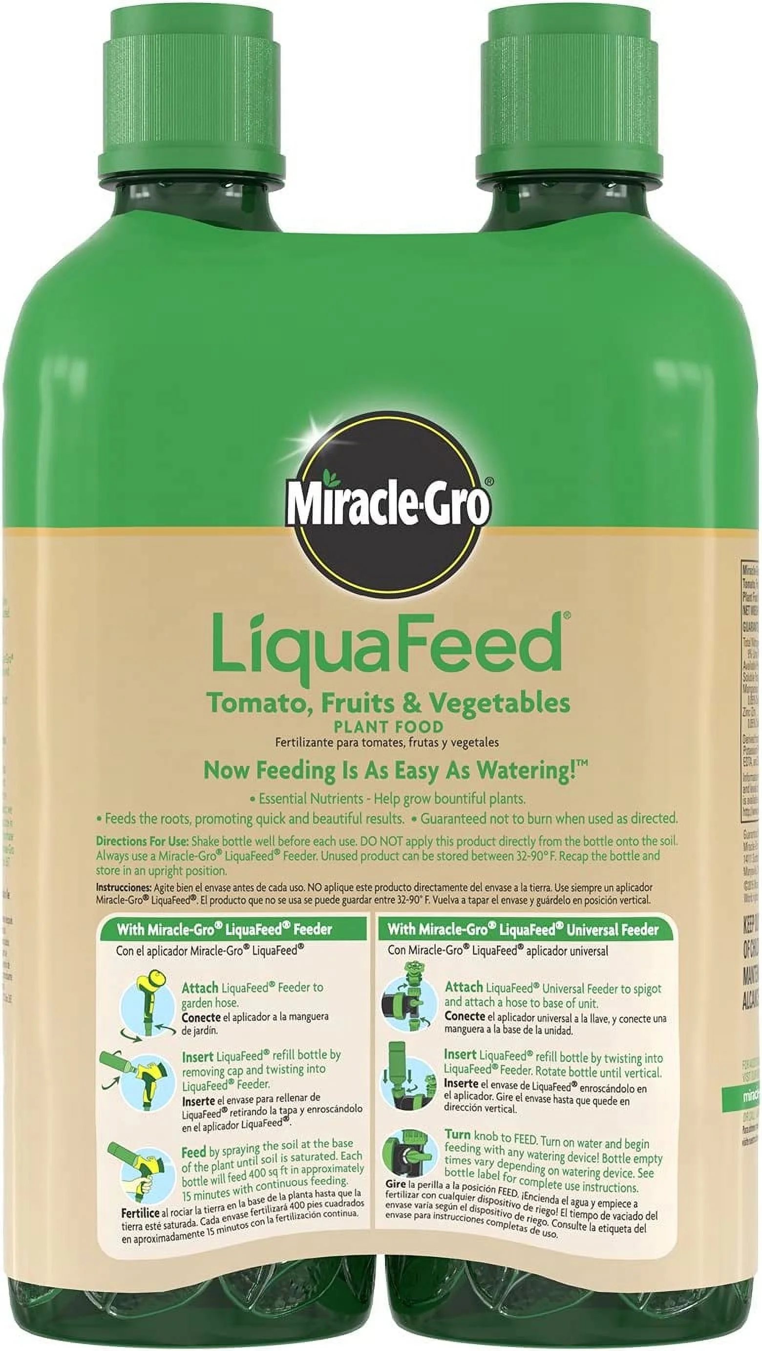 Scotts Miracle Gro 1004402 Liquafeed Tomato, Fruit, & Vegetable Food, 9-4-9, 2-Pk. - Quantity 6