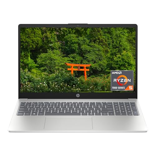 HP 15.6 inch Laptop, HD Touchscreen Display, AMD Ryzen 3 7320U, 8 GB RAM, 256 GB SSD, AMD Radeon Graphics, Windows 11 Home, Natural Silver, 15-fc0399nr