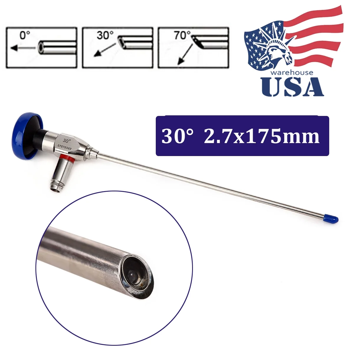 30 2.7x175mm Endoscope Sinuscope Arthroscope Nasal Endoscopy 2.7mm 30 Degree
