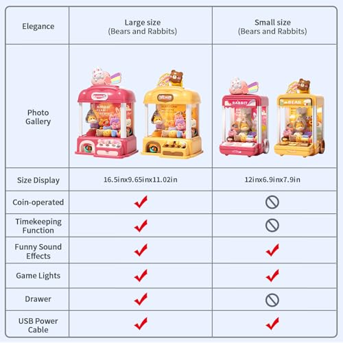 55 PCS Large Kids Claw Machine, Candy Vending Grabber, Prize Dispenser Toys for Girls Boys with Lights Sound, Electronic Claw Game Machine Toys for 3 4 5 6 7 8 Years Old Girls