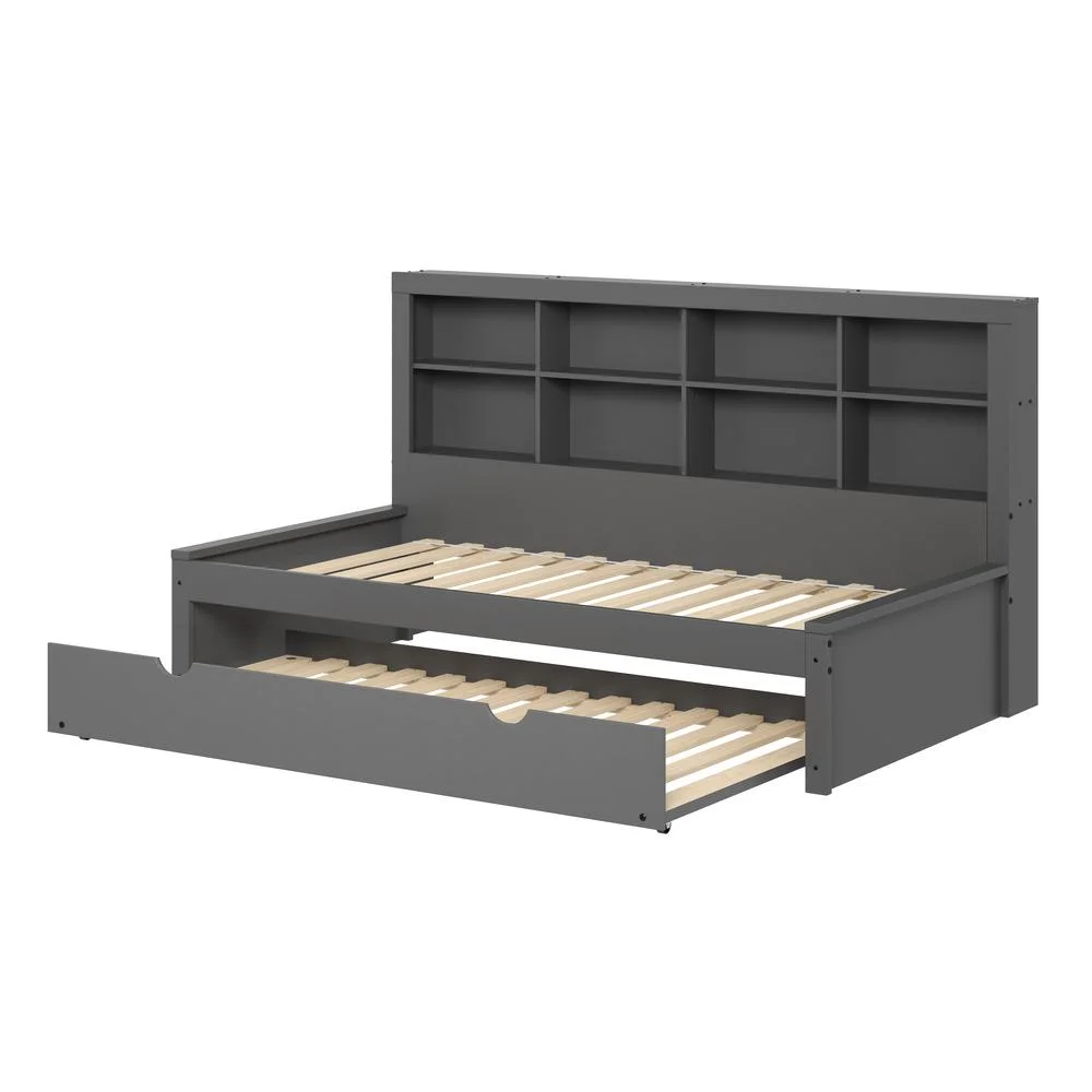 Twin Bookcase Day Bed in Dark Grey