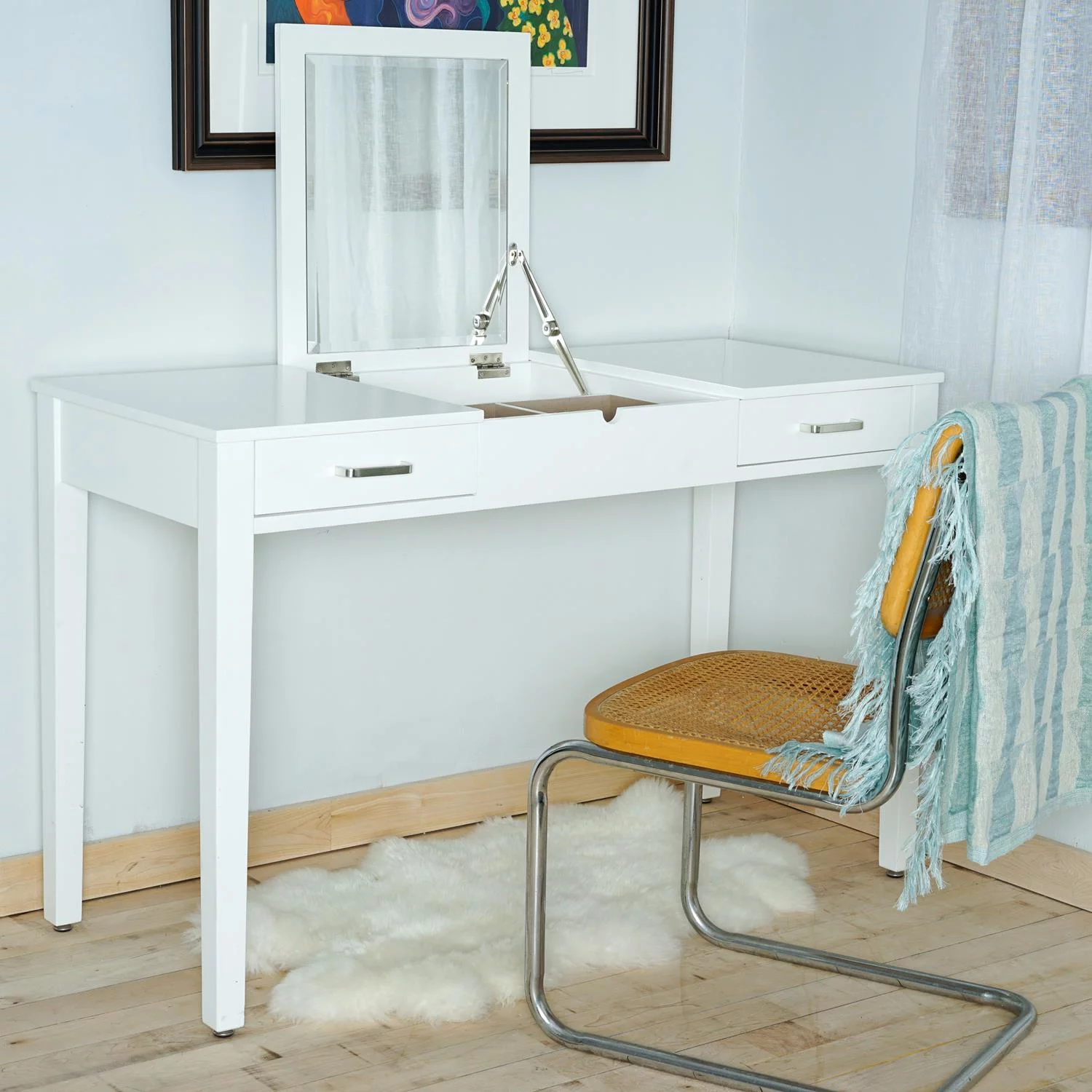 Posh Pollen Amy Rectangle Writing Desk with Drawer Finished in White