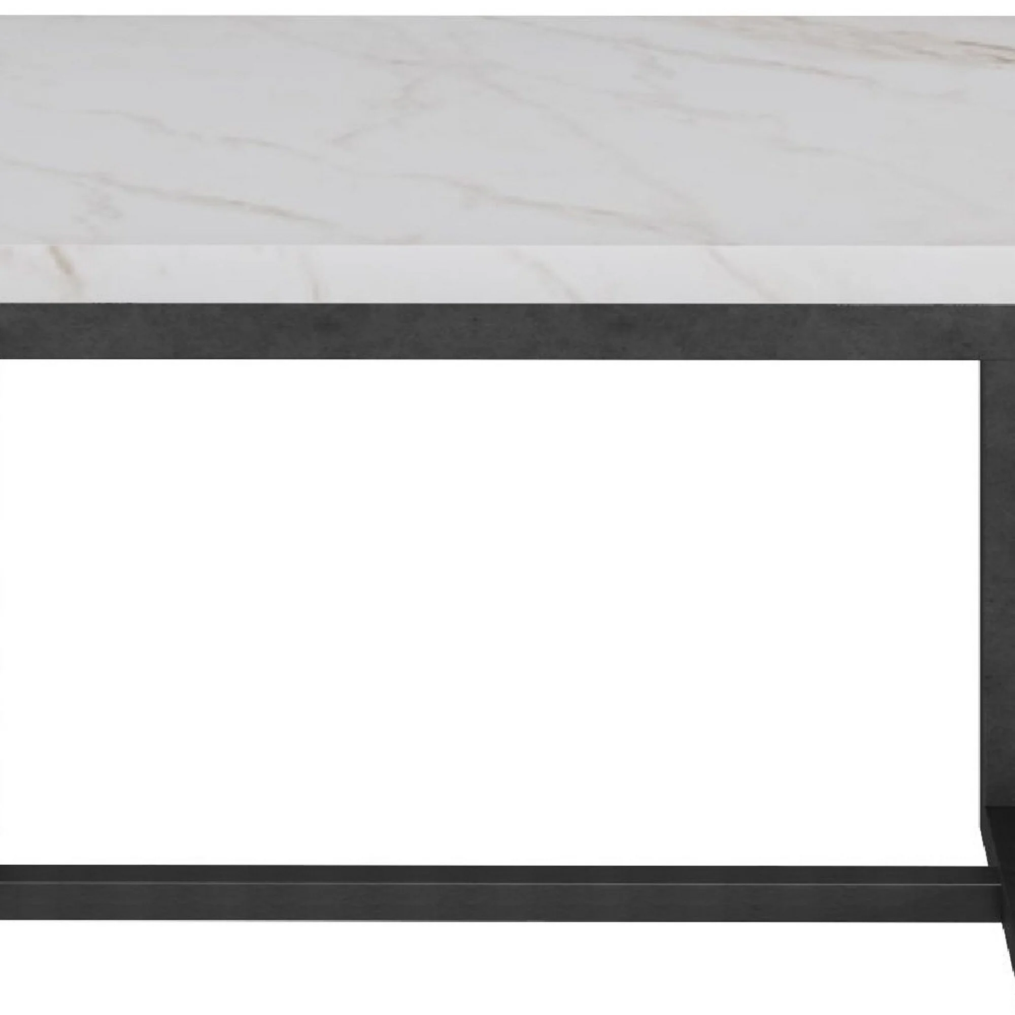 Cid 20 Inch Modern End Table, Marble Top, Metal Base, White, Black