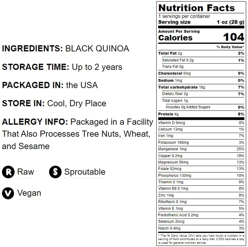 Black Quinoa, 10 Pounds — Raw, Sproutable — by Food to Live