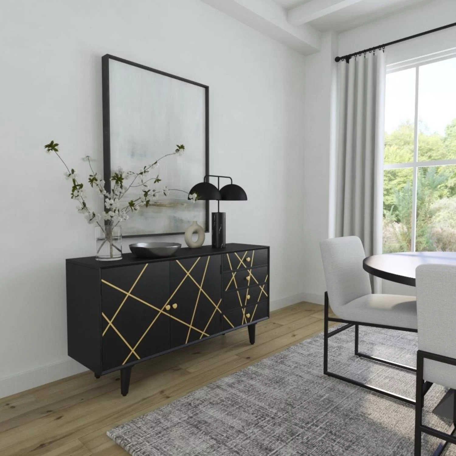 Powell Kade Mango Wood Console Table With Black Finish D1450A21