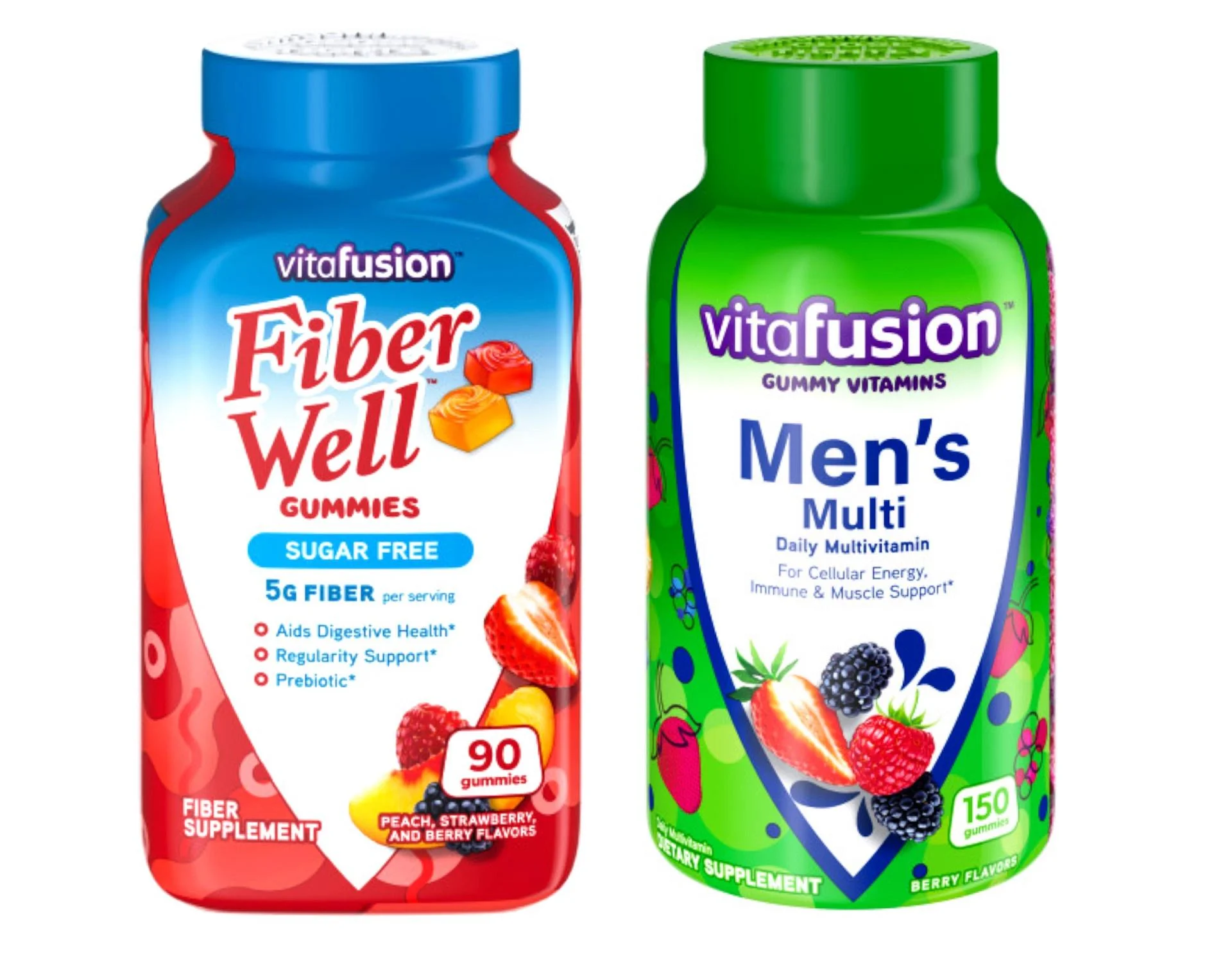 Vitafusion Fiber Well Sugar Free Fiber Supplement & Adult Gummy Vitamins for Men