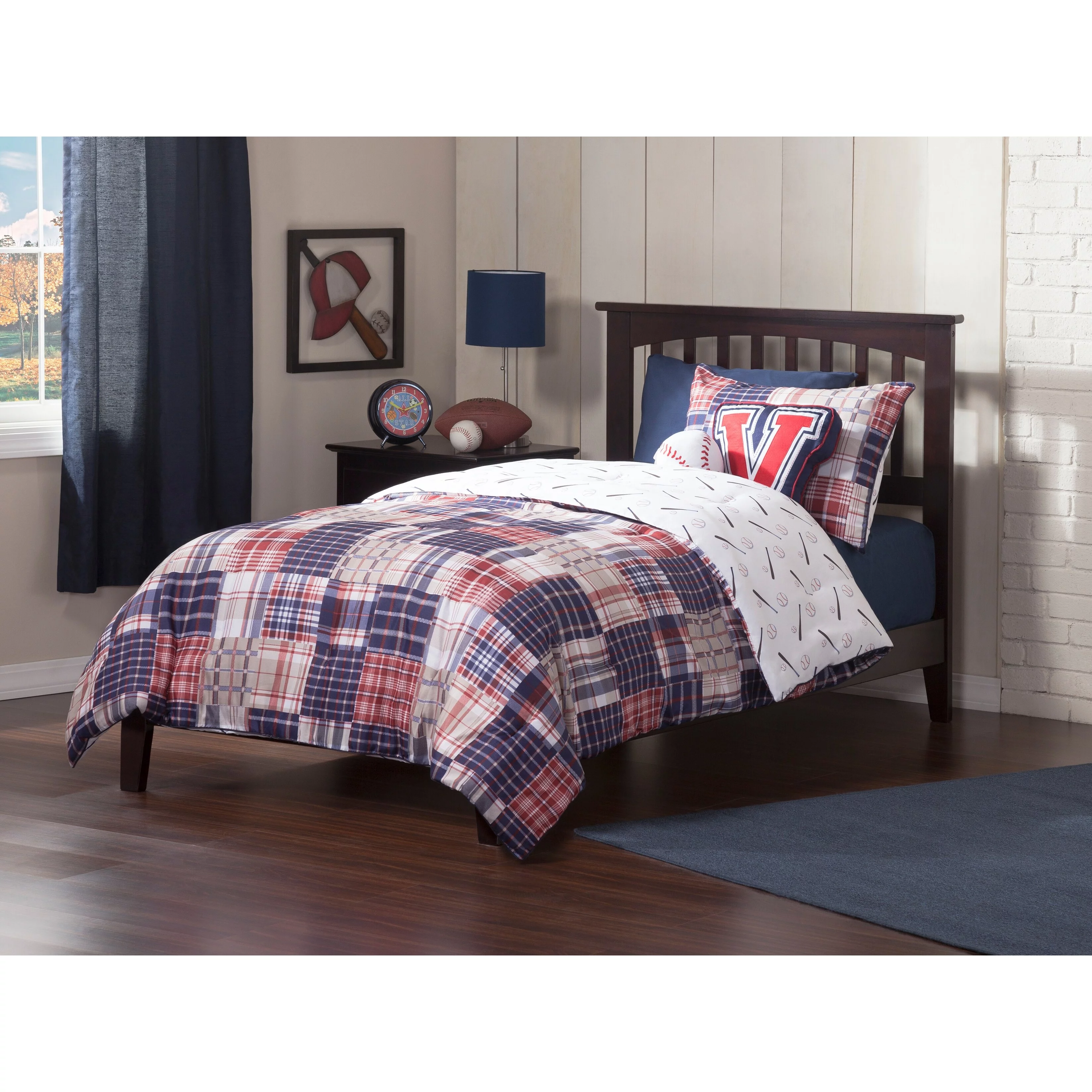 AFI Mission Twin XL Platform Bed with USB Charging Station in Espresso