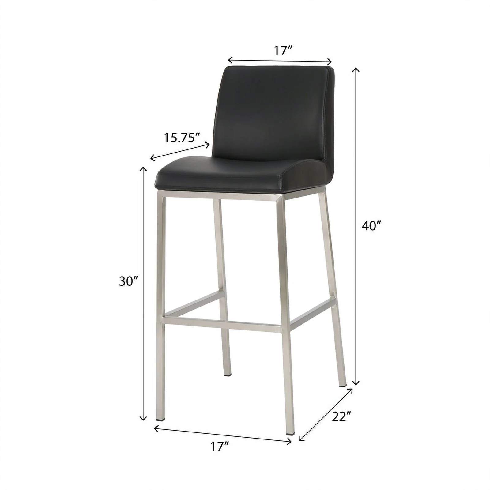 Noble House Vasos Black Leather Barstool (Set of 2)
