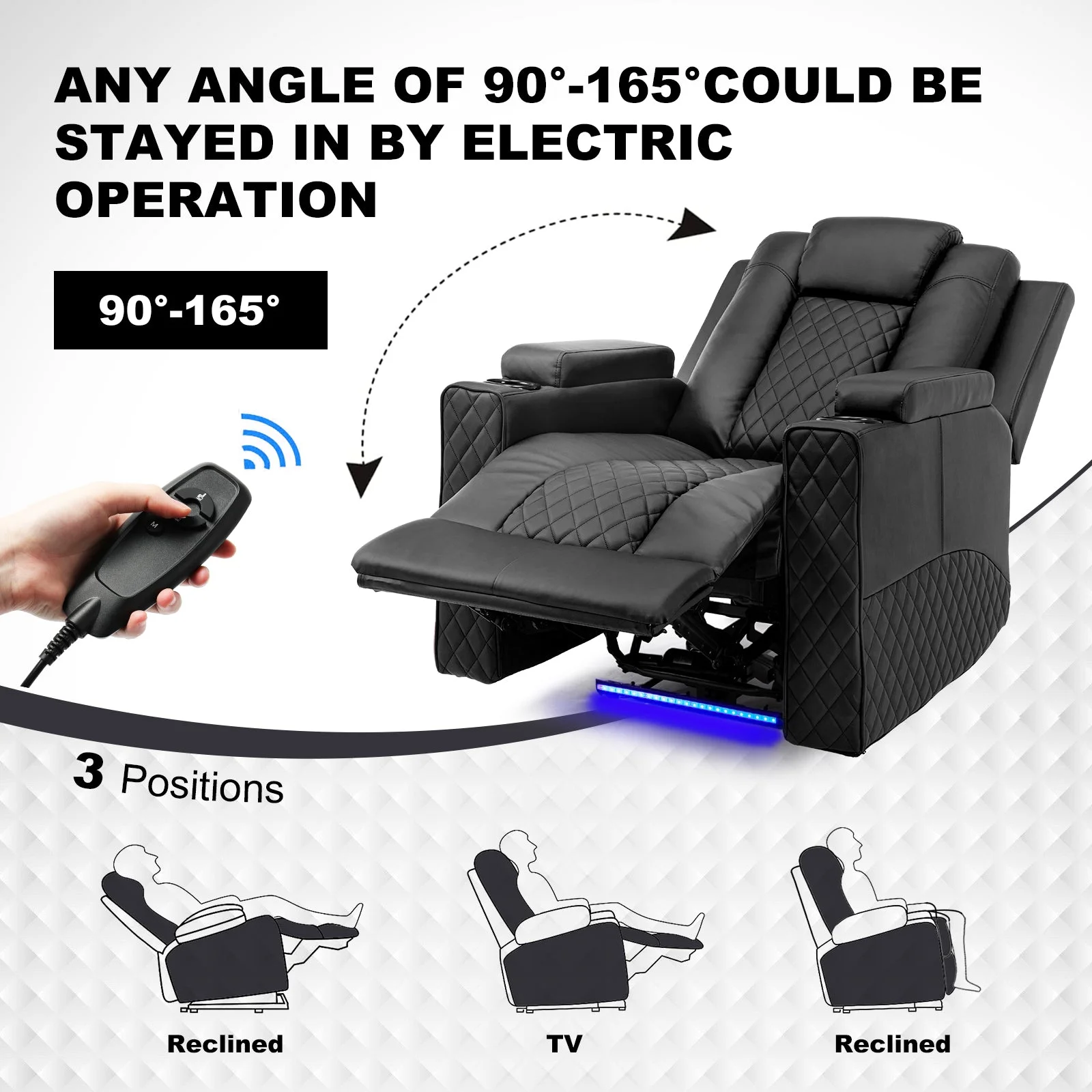 COMHOMA Massage Recliner Chair Power Massage PU Leather Living Room Chair with LED Light, Black