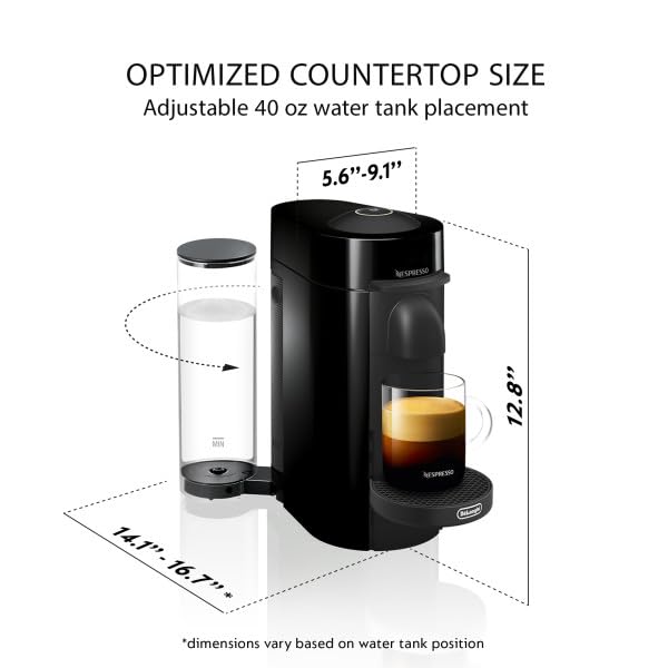 Nespresso Vertuo Plus Coffee and Espresso Maker by De'Longhi, Grey with Aeroccino Milk Frother