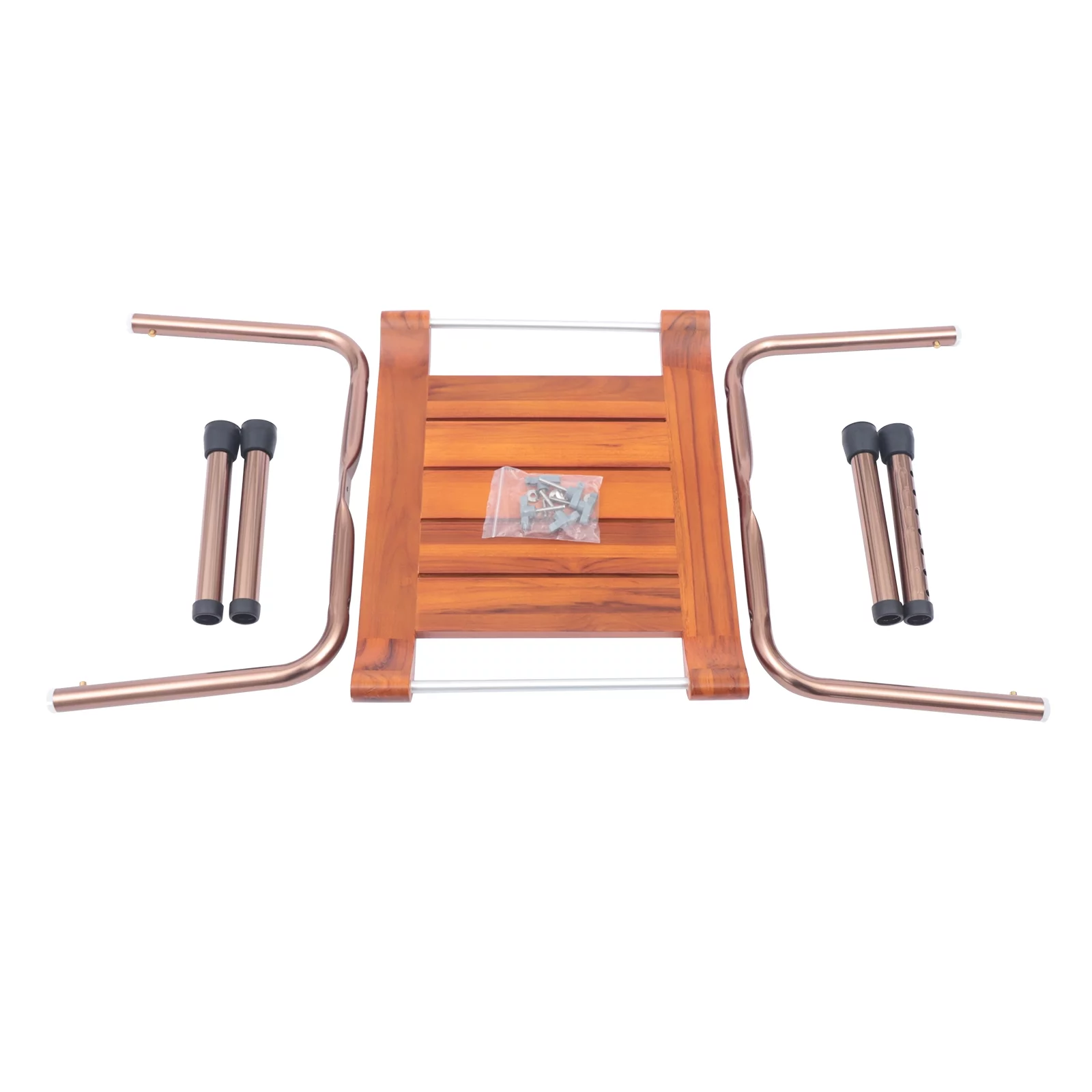 TFCFL Wooden Shower Bath Bench Stool Folding Shower Seat Bench Solid Wood Construction Steel Frame