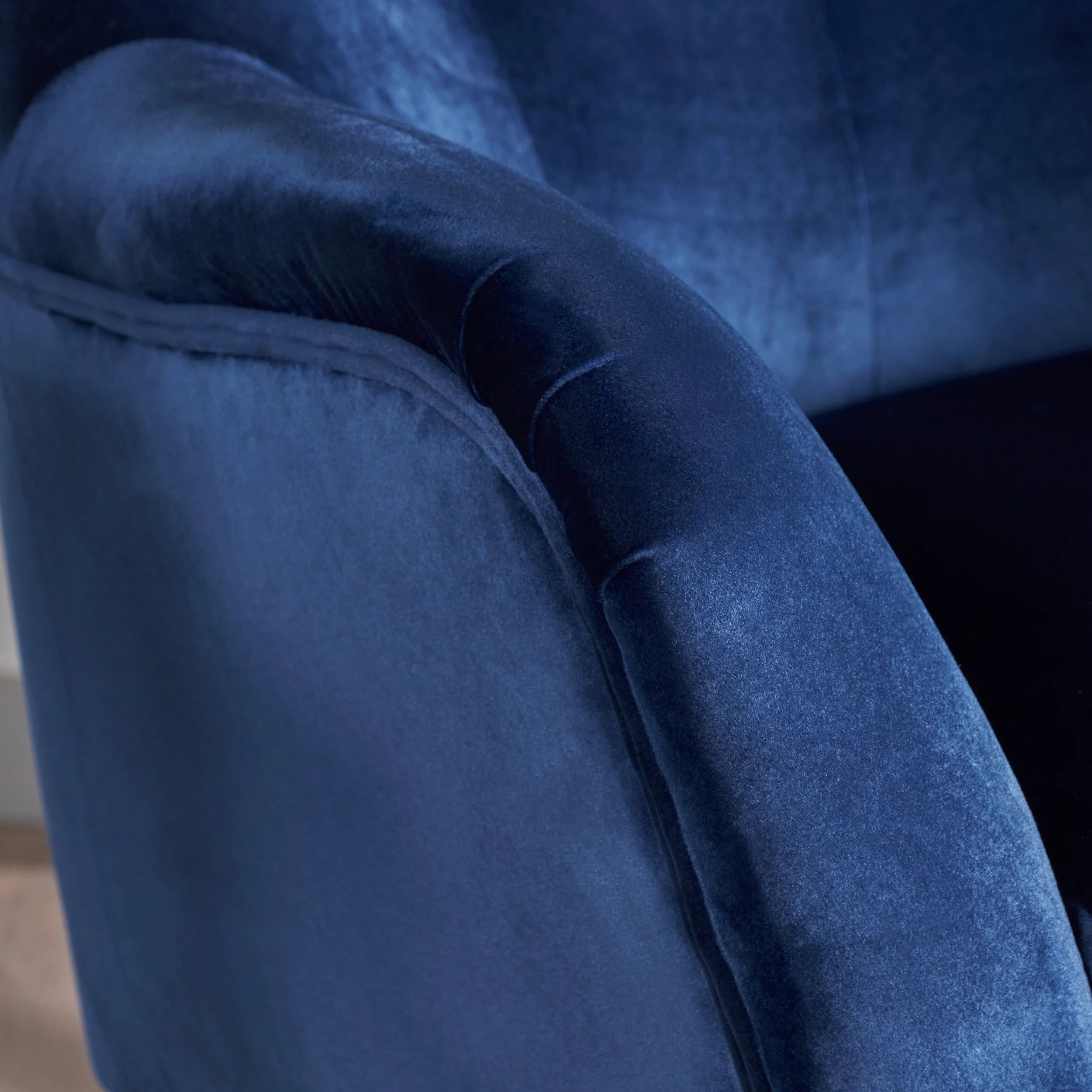 Bellamy Studios Mid Century Velvet Wingback Chair, Navy Blue